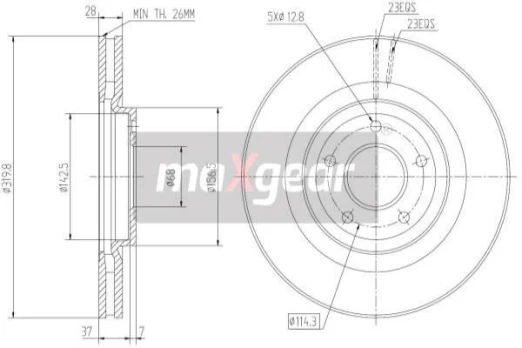 Stabdžių diskas MAXGEAR 19-2364