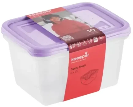 Keeeper Food container set rectangular 2x2L Fredo "Fresh" transparent/light violetinė
