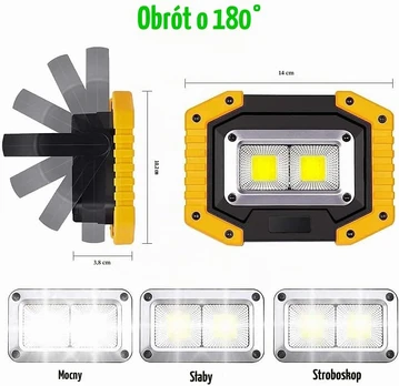 Edasion įkraunamas LED darbo prožektorius 30 W, 2000 lm, IP65 W840