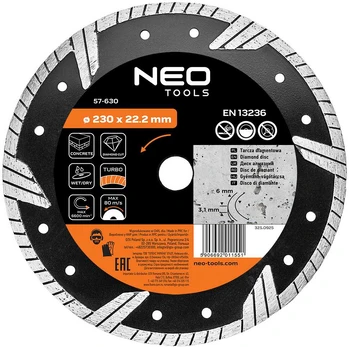 Neo Tools 230 x 22,2 mm deimantiniai diskai, turbo