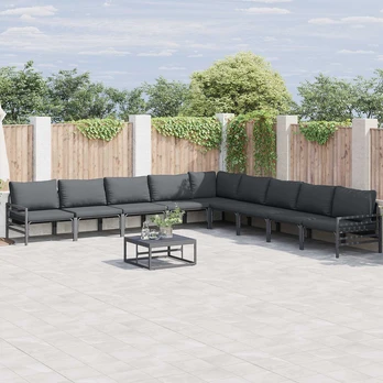 Sodo Sofų Rinkinys 9 pcs Antracito Plienas