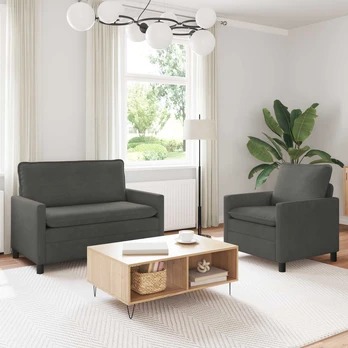 Sofa Sofos komplektas 2 pcs Tamsiai pilka Audinys