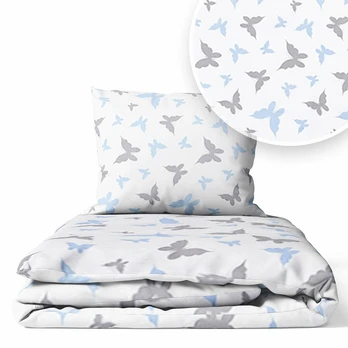 Cover set - 2 pcs - 135x100, 40x60 - BUTTERFLY - BLUE / GREY