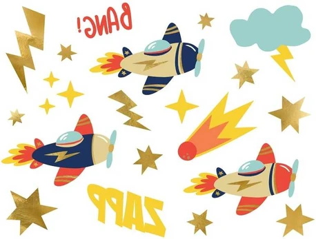 Temporary tattoos Airplanes, mix (1 pkt / 11 pc.)