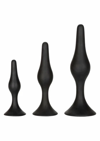 CalExotics Silicone Anal Starter Kit - Set of 3 Graduated Plugs, Black