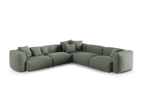 Modular Symmetrical Corner Sofa, "Martina", 5 Seats, 330x330x75, Moss Green