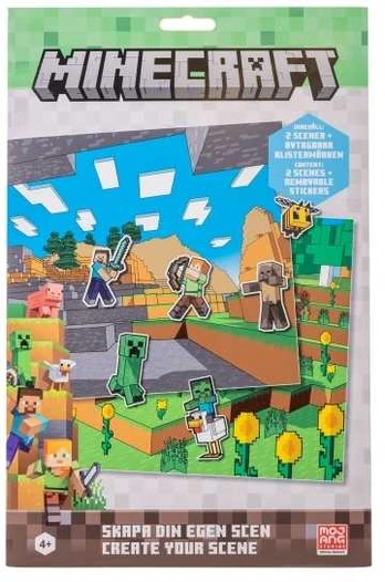 MINECRAFT, Reusable Sticker set - Create your scene - 2 scenes included