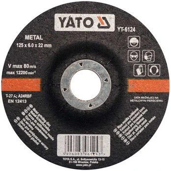 Diskas metalo šlifavimui Yato | d-115x6,0x22mm