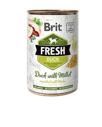Brit Fresh konservai šunims su antiena Duck - Millet, 400 g