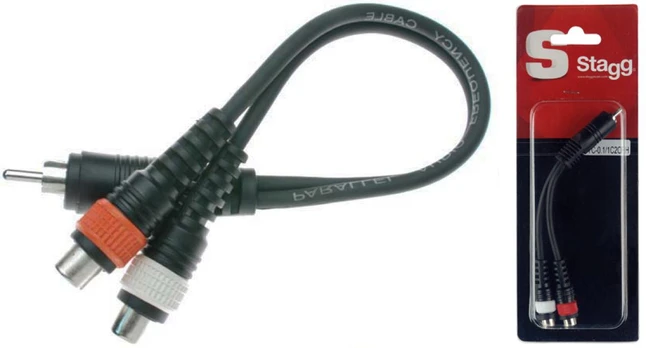 Stagg Adapteris 2xRCA/F - RCA/M 10 cm