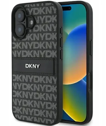 DKNY DKHCP16SPRTHSLK iPhone 16 6.1" juoda/juodas hardcase Texture Pattern Tonal Stripe