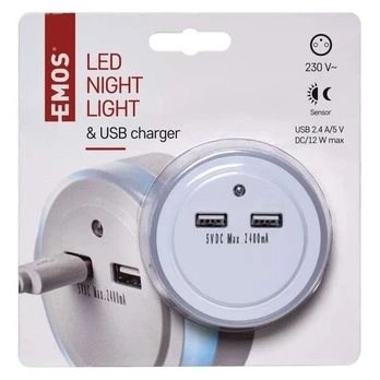 Emos LED night light P3313 for socket with 2× USB