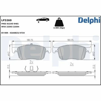 DELPHI LP3260 Brake pad set