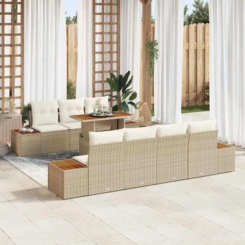 Sodo sofa rinkinys 8 dalys Smėlio ir baltos spalvos