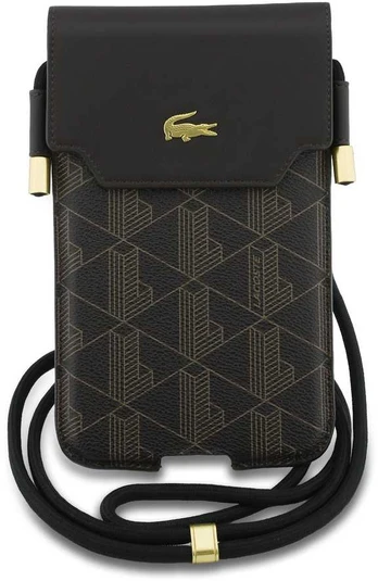 Dėklas Lacoste PVC Blend Monogram Metal Logo Phone Pouch XL Brown