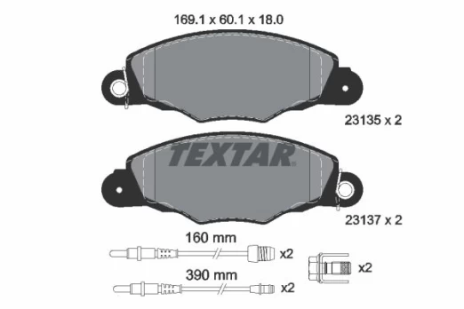 Stabdžių trinkelių rinkinys, diskinis stabdys TEXTAR 2313503