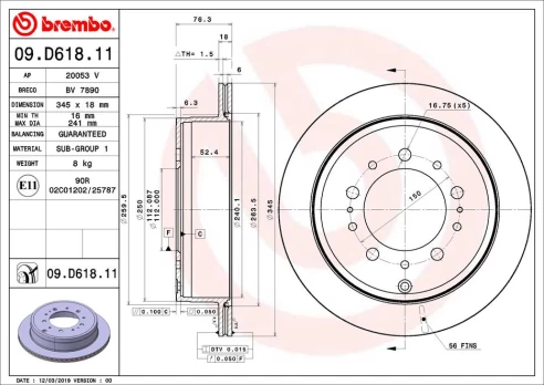 BREMBO 09.D618.11 Brake Disc