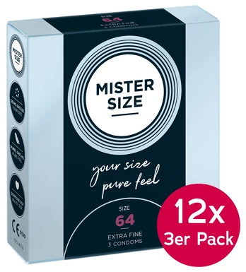Mister Size 64mm 12xpack of 3 Prezervatyvai