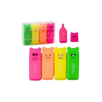 Lean Mini Highlighter Set Bears Colorful Plastic Case 5pcs