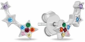 Brilio Silver Sidabrinis long earrings with colored zircons EA1106WRBW