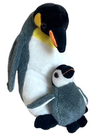 Pliušinis žaislas Beppe Pinguin With Baby, baltas/pilkas, 25 cm