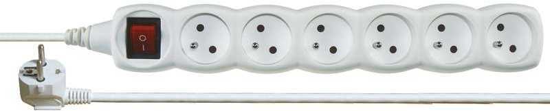 EMOS Extension cable with switch 6 sockets 5m, baltas
