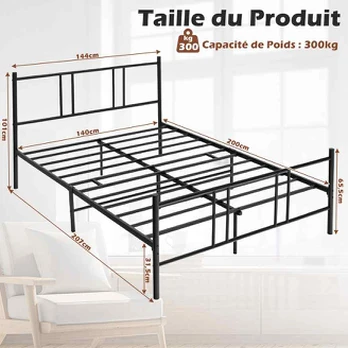 Lovos rėmas, platforminis, Juoda, 207 × 101 × 140 cm