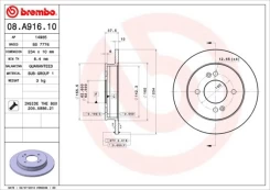 Stabdžių diskas BREMBO 08.A916.10 kaina