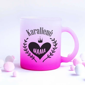 Stiklinis matinis puodelis "Karalienė mama"