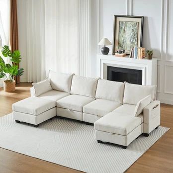 Modulinė sofa, U formos, su dėžėmis, 6 vietų, 1 vnt