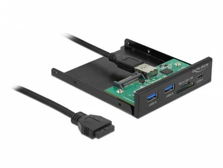 Delock 3.5" USB 3.2 Gen 1 front panel 1 x USB-C™ 2x USB-A SD and Micro SD slot