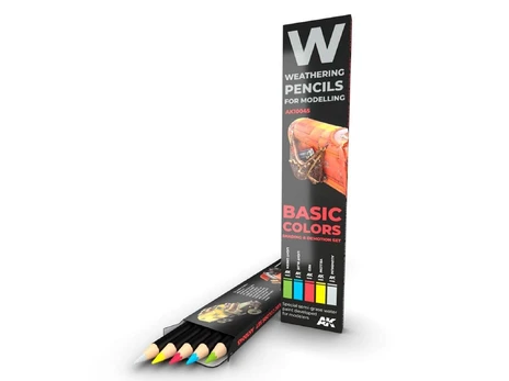 AK Interactive - Weathering Pencils BASIC COLORS Shading & Demotion Set (pieštukų rinkinys), AK10045