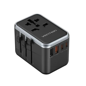 Vention FJFB0 GaN 2xUSB-C 2xUSB-A Universal Travel Adapter 65W (black)