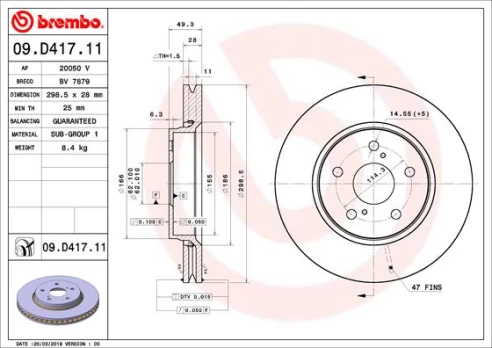 BREMBO 09.D417.11 Brake Disc