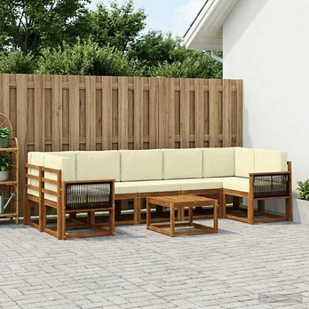 Lauko sofos komplektas su pagalve 6 pcs Natūralus ir grietinėlė