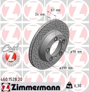 Stabdžių diskas ZIMMERMANN 460.1528.20