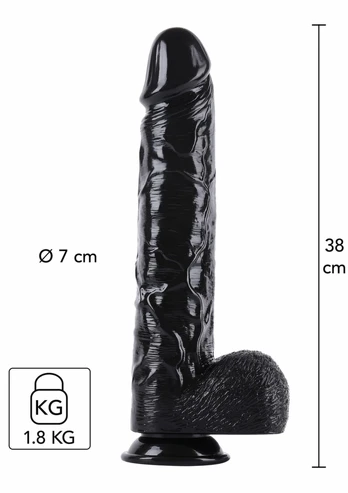 Hidden Desire Extreme Dong analinis dildo, 38 cm, juodas