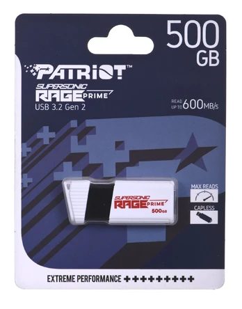USB atmintinė Patriot Supersonic Rage Prime, balta, 512 GB