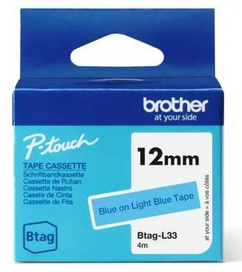 BROTHER BTAGL33 12MM Mėlynas ON LIGHT Mėlynas TAPE