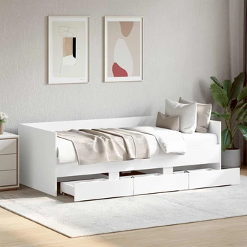 Lova Lovos rėmas su saugojimu Balta 80 x 200 cm Apdirbta mediena