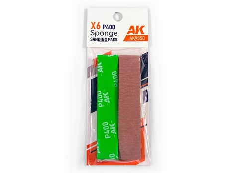 AK Interactive lankščios P400 šlifavimo kempinėlės, 6 vnt.