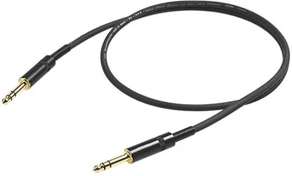 PROEL 6,3mm stereo uros - 6,3mm stereo uros, 5m, musta