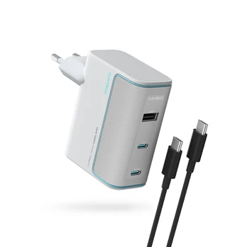 Cuktech AD1003EU 100W GaN 2x USB-C + USB-A Wall Charger with Cable - Baltas