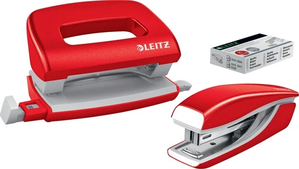 Leitz Stapler Stapler + Hole Puncher Mini NeXXt WOW raudona