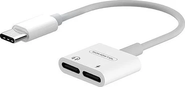 USB adapter Somostel SMS-BZ06 USB-C - Jack 3.5mm + USB-C White (28857)