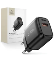 Juodas 1xUSB-A + 1xUSB-C PD45W / QC3.0 pakrovėjas "Tech-Protect NCA45W-GAN 2-Port"