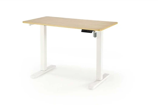 B53 desk with adjustable height, golden oak / baltas