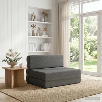 Sulankstomas Sofas-Lova Šviesiai pilka 190 x 100 x 15 cm
