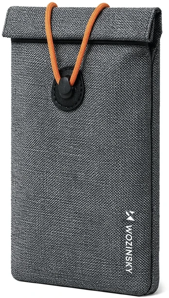 Wozinsky WPB-R12 RFID Blocking Phone Case with Flap and String 21.5x12 cm - Gray