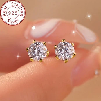 Moisanito auskarai,, 1 ct